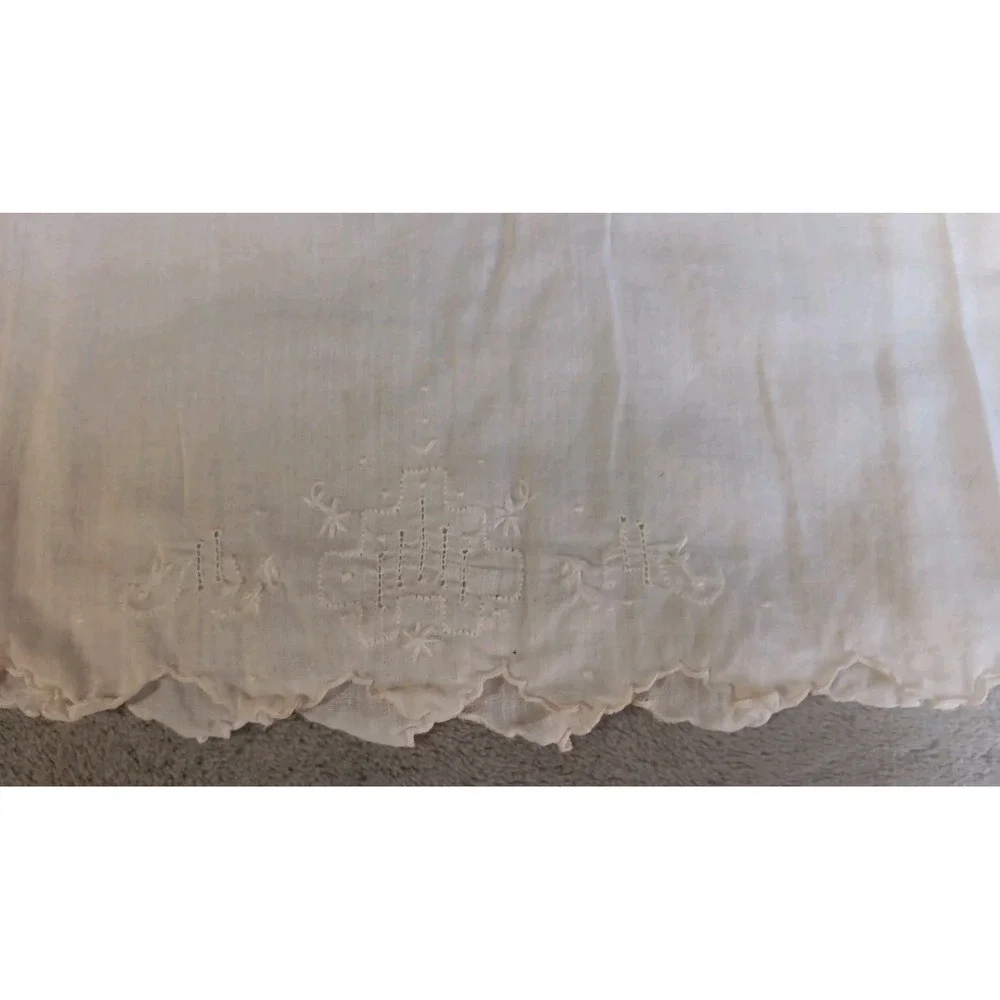 3 Vtg Handmade Infant Toddler Slip Embroidered Off‎ White Light Cotton READ SEE